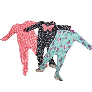 Kids One Piece Pajama Set - Pink, Blue, and Black